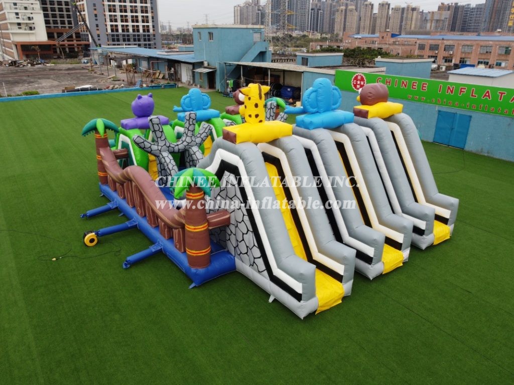 T6-472 Giant Jungle City Inflatable Safari Slide