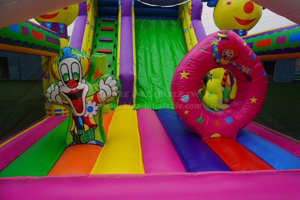 T8-1495 Happy Clown Inflatable Dry Obstacle Inflatable Slide