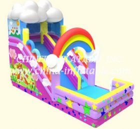 T8-1494 Regenbogen springen Schloss aufblasbare Rutsche mit Rutsche