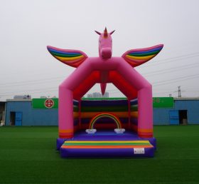 T2-3351 Bunte Regenbogen Einhorn Bouncing Haus