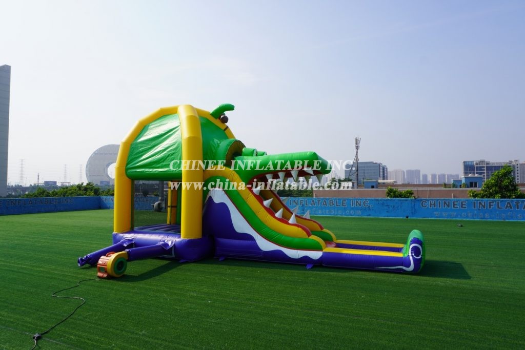 T8-3810 Crocodile Themed Combo With Slide Jungle Inflatable Water Slide