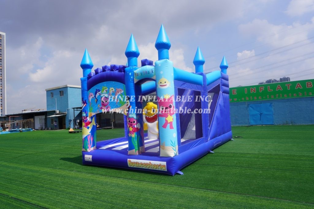 T5-1002 Baby Shark Bouncy Castle Combo Slide Outdoor Kids Jumping Castle