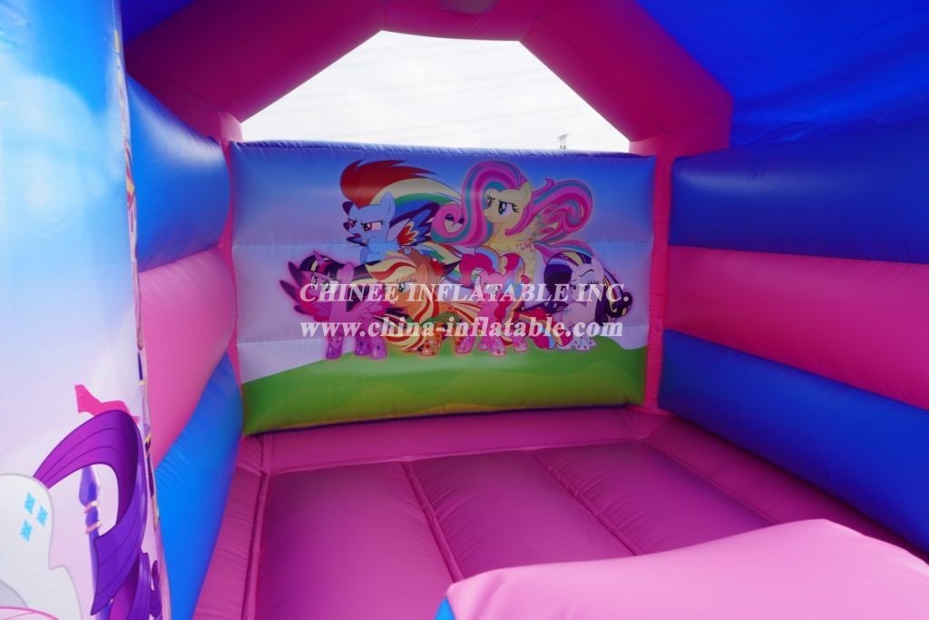 T2-2723B My Little Pony Kids Bouncy Castle With Slide Commercial Inflatable Combos