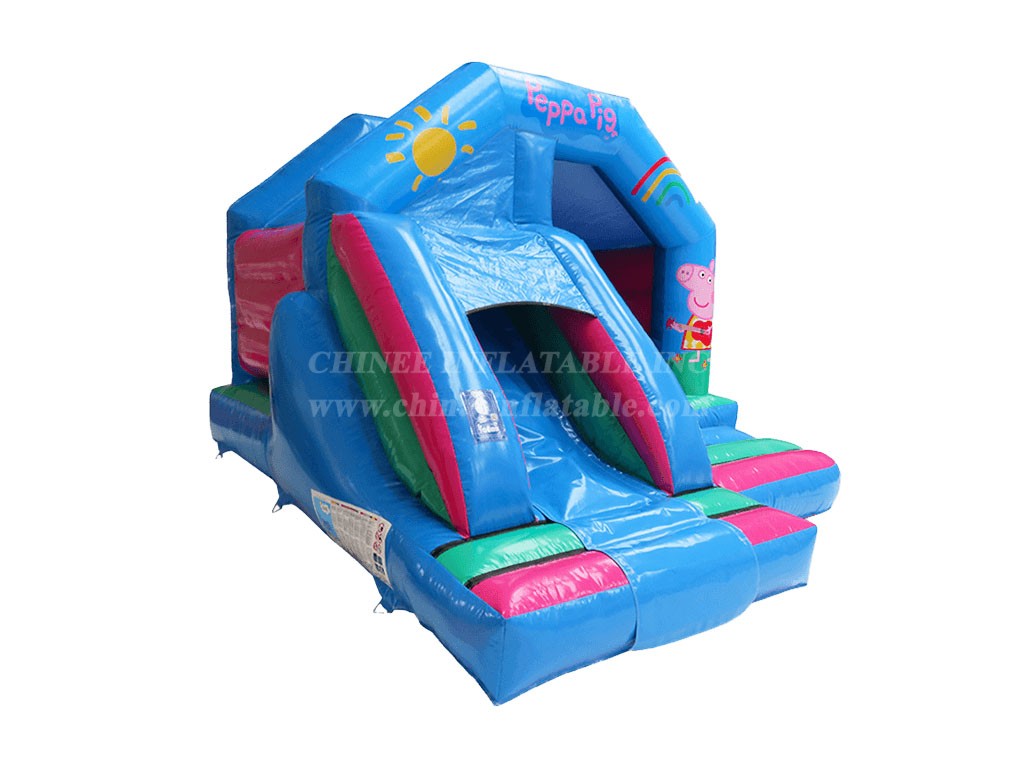 T2-4040 15X12Ft Blue Peppa Pig Front Slide Combi