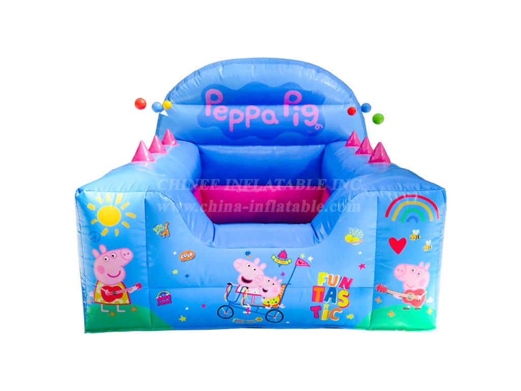 T2-4003 Blue Peppa Pig High Back Inflatable Ball Pool