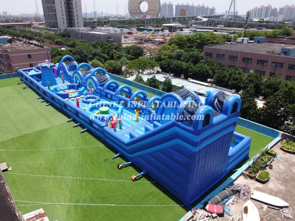 GF2-067 Undersea World Inflatable Park With Slide Shark Obstacle Courses Octopus Interactive Game