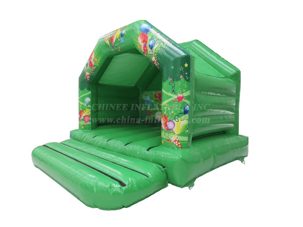 T2-4176 12X12Ft Green Party Bounce House & Disco Ready