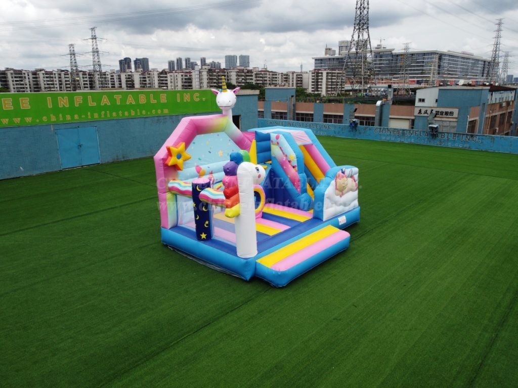 T2-6001 Unicorn Bouncy Castle With Slide