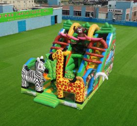 T8-4536 Aufblasbare Trockenrutsche mit Giraffe und Zebra