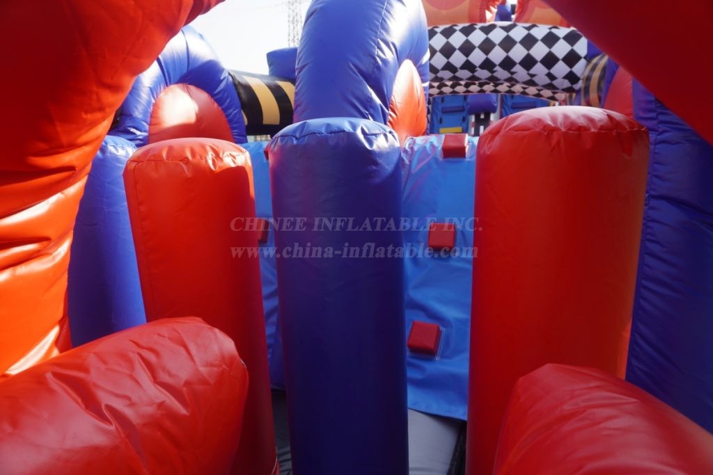 T7-1374 Racing Themed Inflatable Obstacle Course