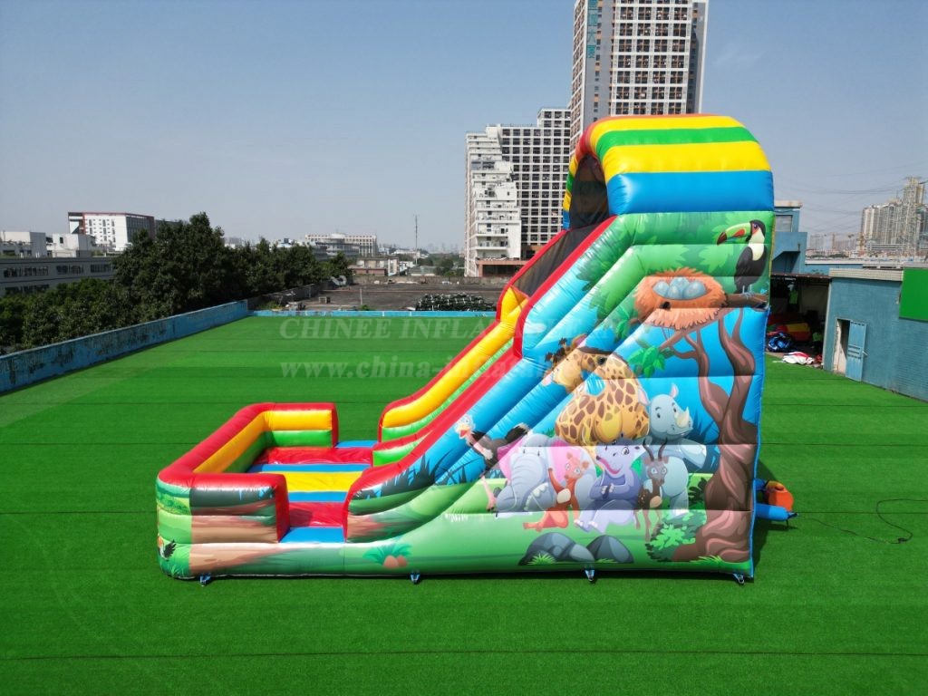 T8-6000B Rainbow Jungle Theme Inflatable Slide