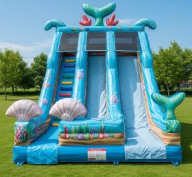 T8-8208 Mermaid Theme Inflatable Dry Sli...