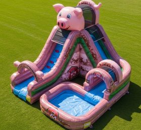 T8-5749 Pig Theme Inflatable Water Slide