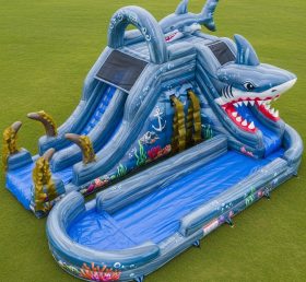 T8-5799 Shark Theme Inflatable Water Sli...