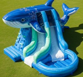 T8-5872 Whale Theme Inflatable Water Sli...