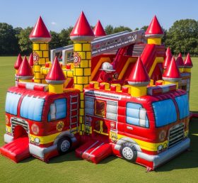 T5-2635 Firetruck Theme Inflatable Castl...