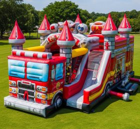T5-2936 Firetruck Theme Inflatable Castl...