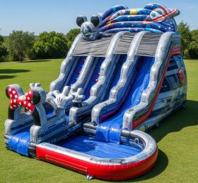 T8-9300 Mickey & Minnie Thema Aufblasbare Wasserrutsche