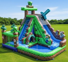 T8-9304 Minecraft Thema Aufblasbare Wasserrutsche