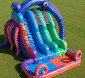 T8-9323 Oktopus-Thema Aufblasbare Wasserrutsche