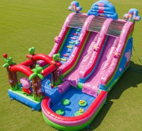 T8-9328 Peppa Pig Thema Aufblasbare Wasserrutsche