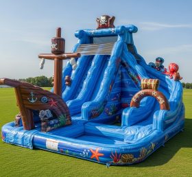 T8-9333 Piraten-Thema aufblasbare Wasserrutsche