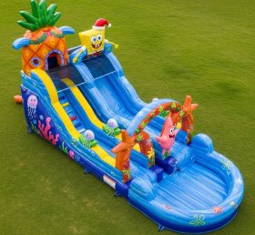 T8-9353 Spongebob Thema Aufblasbare Wasserrutsche
