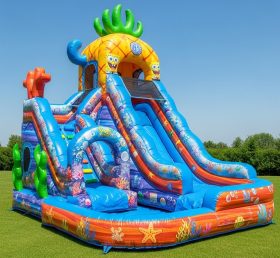 T8-9357 Spongebob Thema Aufblasbare Wasserrutsche