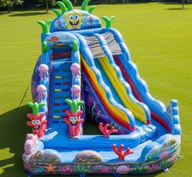 T8-9358 Spongebob Thema Aufblasbare Wasserrutsche