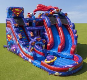 T8-9360 Superman Thema Aufblasbare Wasserrutsche