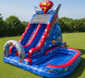 T8-9361 Superman Thema Aufblasbare Wasserrutsche