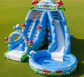 T8-9374 Die Schlümpfe Themen-Inflatables Wasserrutsche