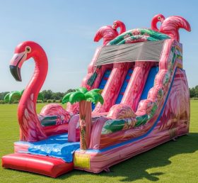 T8-9398 Flamingo-Themenaufblasbare Trockenrutsche