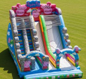 T8-9411 Peppa Pig Thema Aufblasbare Trockene Rutsche