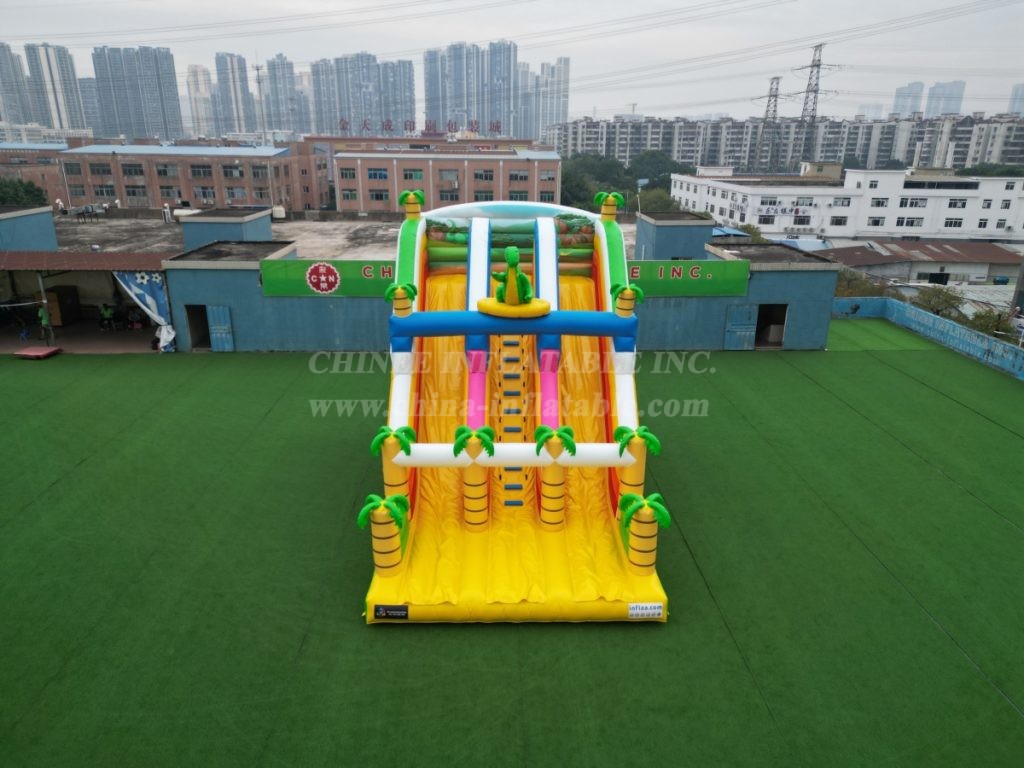T8-7508 Dino themed Double Lane Inflatable Slide