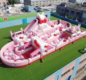 CR2-499 Hello Kitty Thema Riesiger Aufblasbarer Hindernisparcours Herausfordernder Lauf