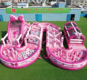 CR2-711 Barbie Thema Riesiger Aufblasbarer Hindernisparcours Herausfordernder Lauf