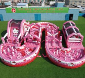 CR2-728 Hello Kitty Thema Riesiger Aufblasbarer Hindernisparcours Herausfordernder Lauf
