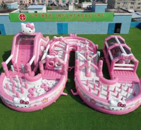 CR2-729 Hello Kitty Thema Riesiger Aufblasbarer Hindernisparcours Herausfordernder Lauf