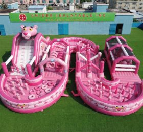 CR2-748 Pink Panther Thema Riesiger Aufblasbarer Hindernisparcours Herausfordernder Lauf