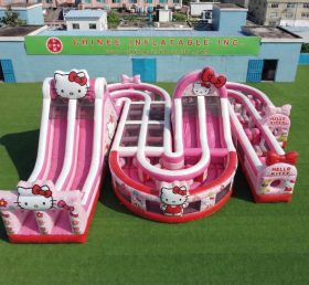 CR2-800 Hello Kitty Themenriesiges aufblasbares Hindernisparcours Herausfordernder Lauf