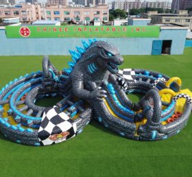 CR2-947 Godzilla Thema Riesiger Aufblasbarer Hindernisparcours Herausfordernder Lauf