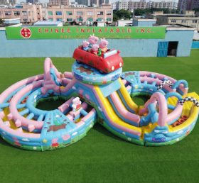 CR2-961 Peppa Pig Thema Riesiger Aufblasbarer Hindernisparcours Herausfordernder Lauf