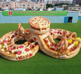 CR2-993 Pizza Thema Riesiger Aufblasbarer Hindernisparcours Herausfordernder Lauf