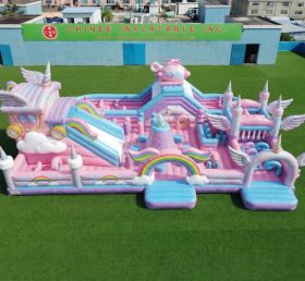 GF3-832 Einhorn-Themen Hüpfburg-Spielplatz