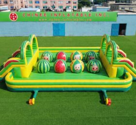 T11-4751B Cocomelon Thema Aufblasbarer Doppeler Wipeout Big Balls Hindernisparcours