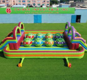 T11-4751P Ninja Turtles Thema Aufblasbarer Doppelt Wipeout Big Balls Hindernisparcours