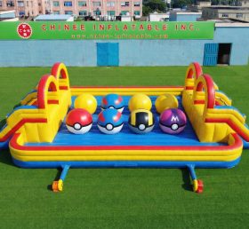 T11-4751S Pokemon Thema Aufblasbarer Doppel-Wipeout Große Bälle Hindernisparcours