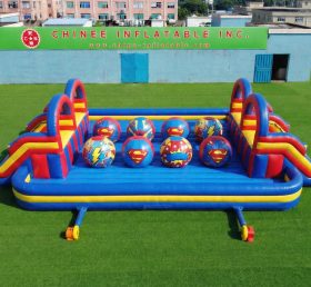 T11-4751V Superman-Themen Aufblasbarer Doppel-Wipeout Big Balls Hindernisparcours