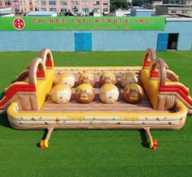 T11-4751Z Winnie The Pooh Thema Aufblasbarer Doppel-Wipeout Big Balls Hindernisparcours